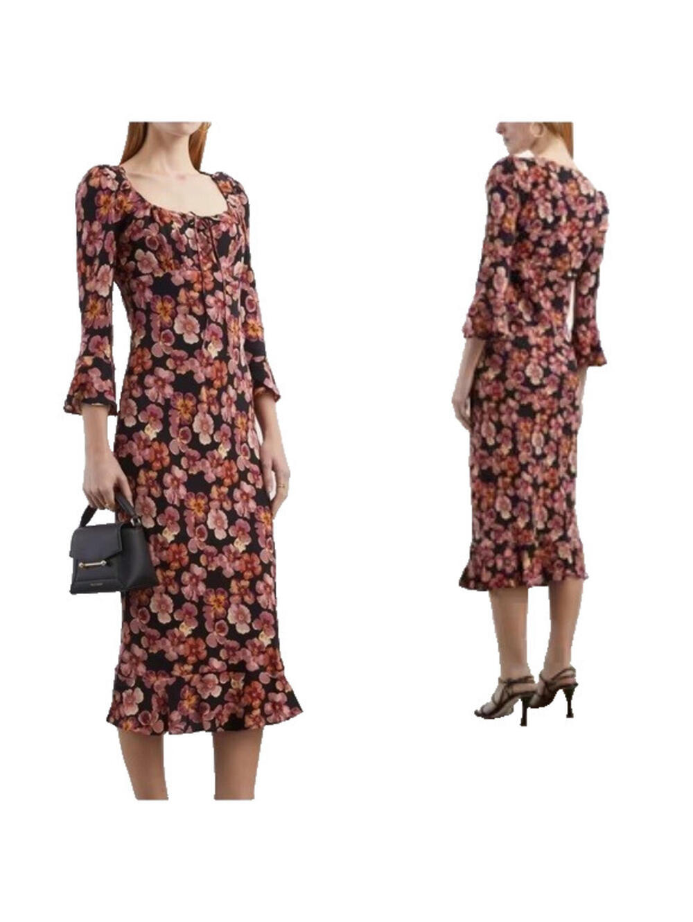 NEW, Reformation Kiley Floral Print Half Sleeve Bodycon Midi Dress Sz 4 #MD1833 - Picture 3 of 8